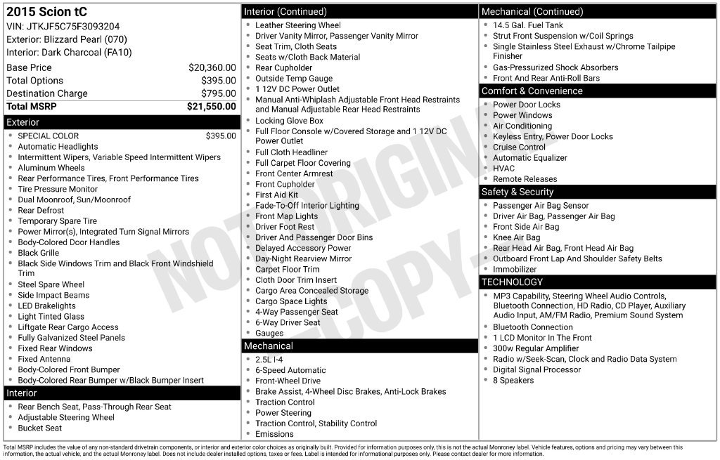 Used 2015 White Scion Base image 2