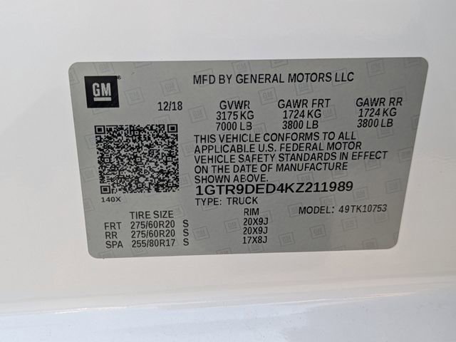 Used 2019 WHITE FROST TRICOAT GMC SLT image 33
