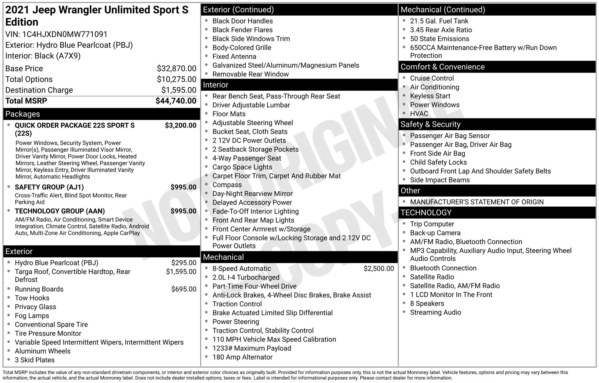 Used 2021 Blue Jeep Unlimited Sport S image 45