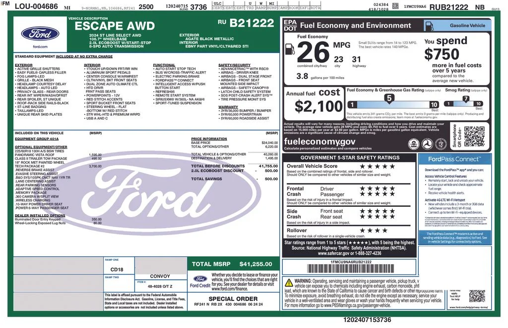 Used 2024 Black Metallic Ford ST-Line Select image 6