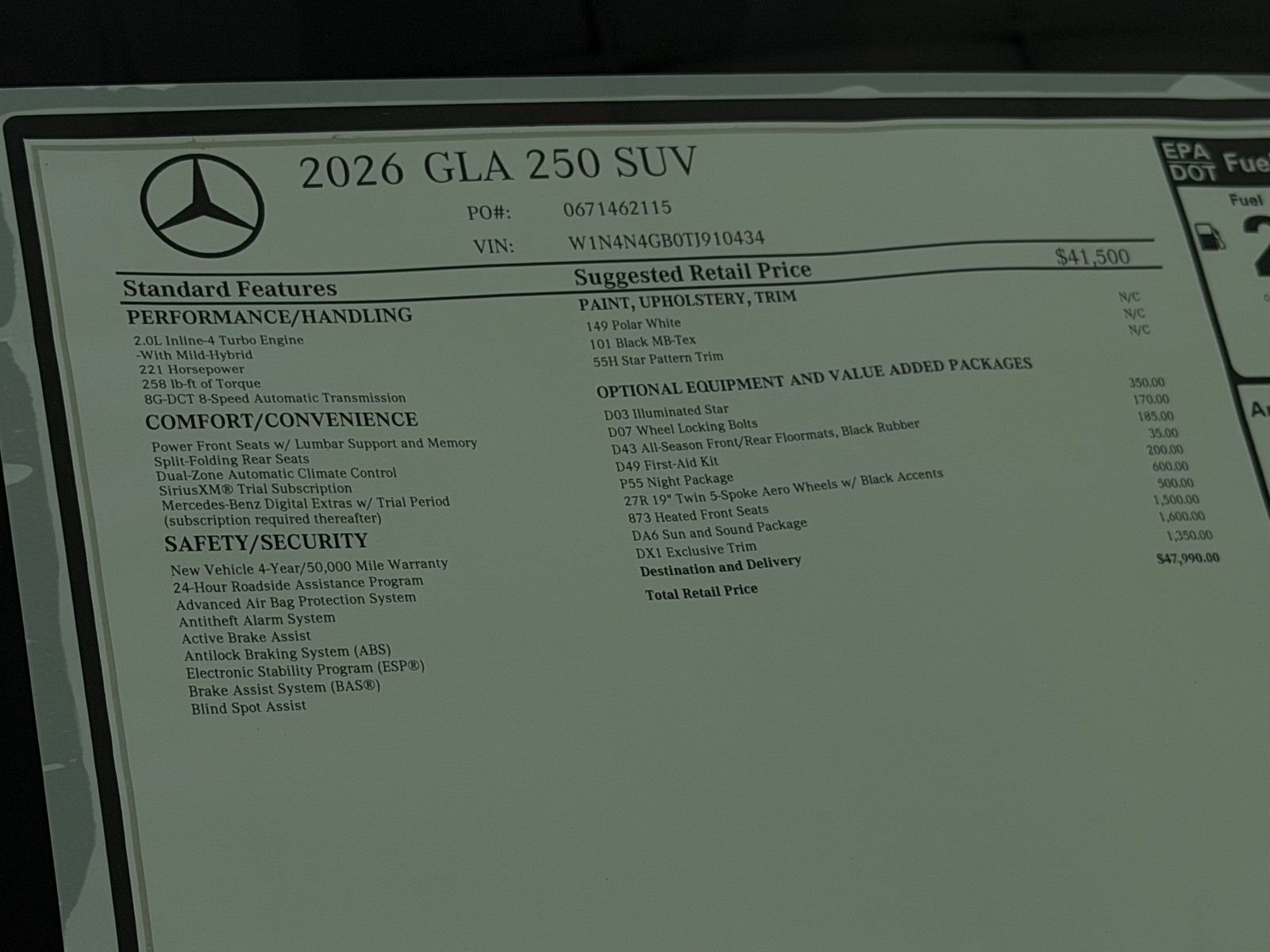 New 2026 Polar White Mercedes-Benz GLA 250 image 21