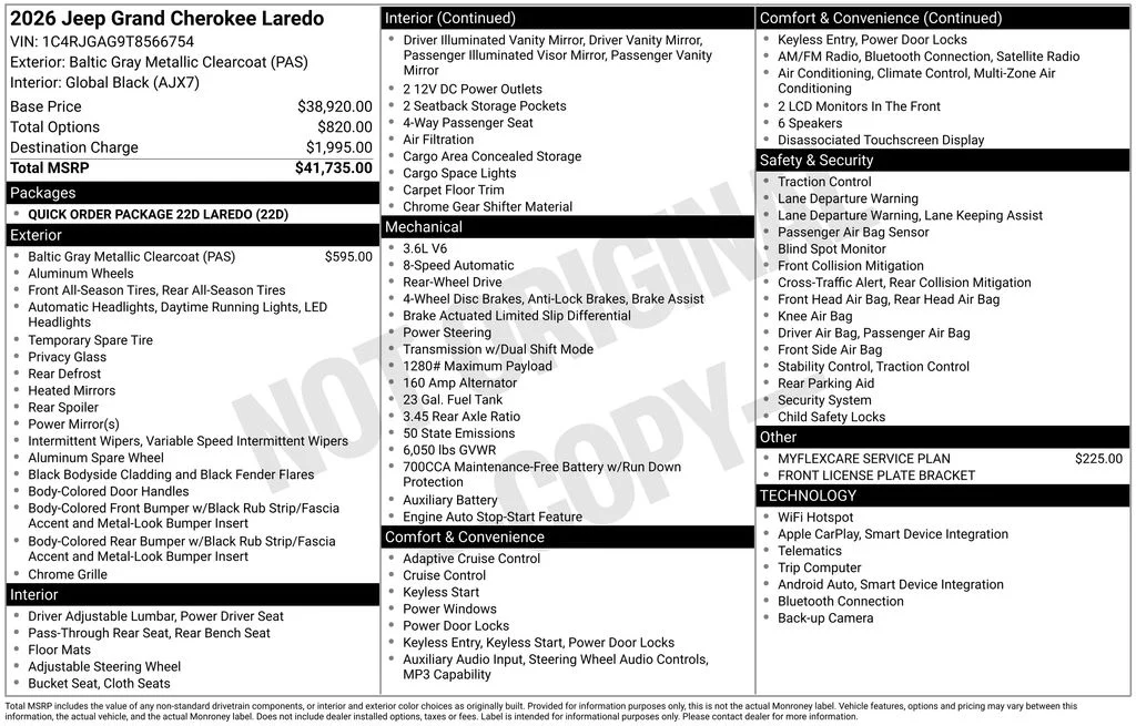New 2026 Baltic Gray Metallic Clear-Coat Exterior Paint Jeep Laredo image 39