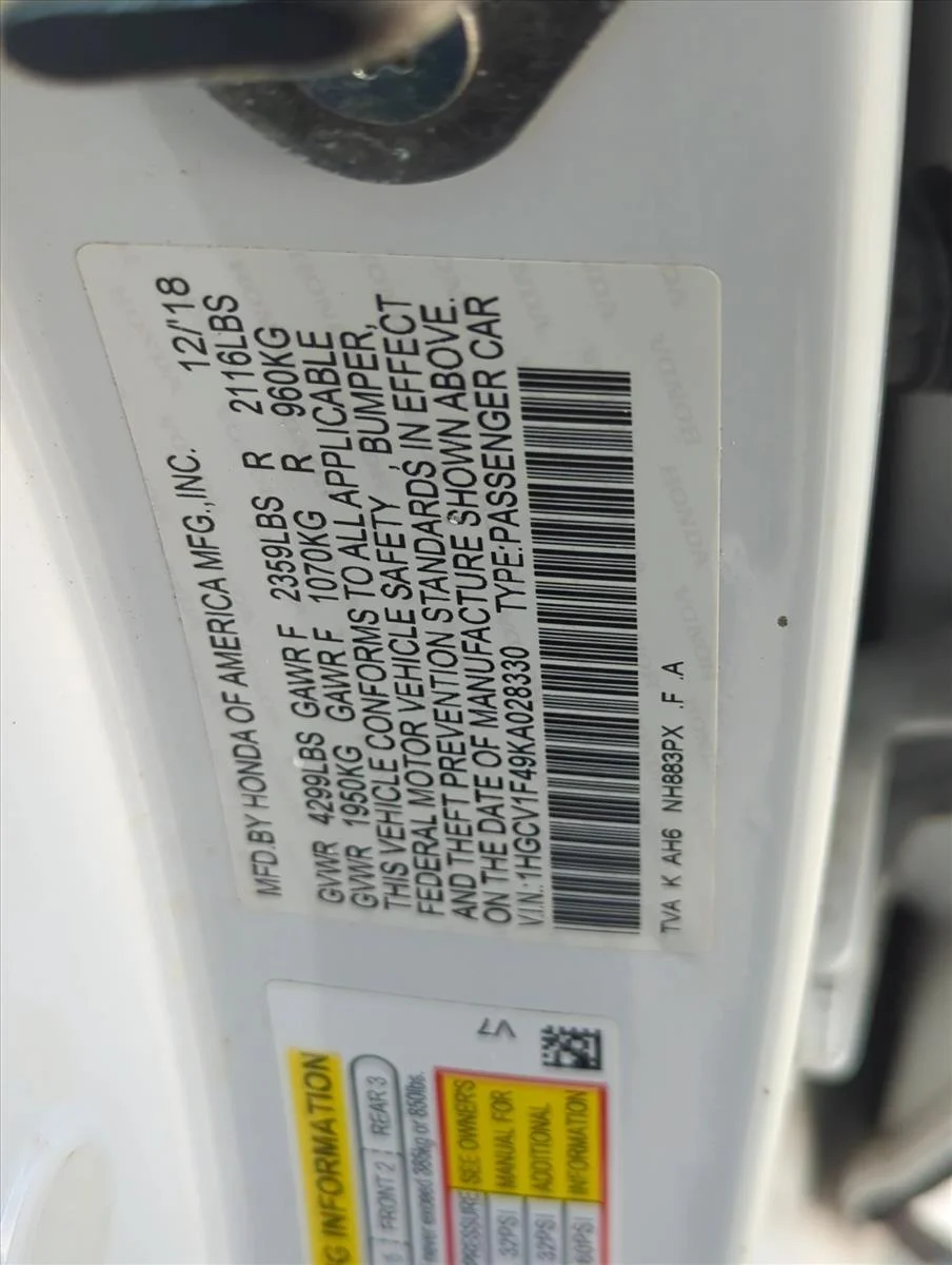 Used 2019 Platinum White Pearl Honda EX 1.5T image 29