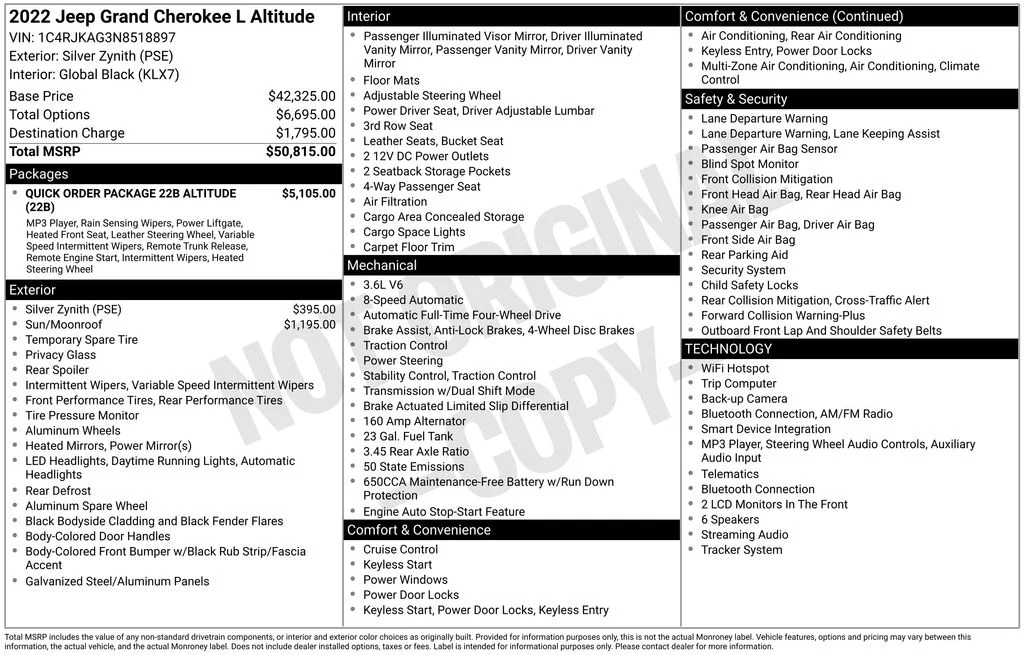 Used 2022 Jeep Grand Cherokee L Altitude with VIN 1C4RJKAG3N8518897 for sale in Elk River, Minnesota