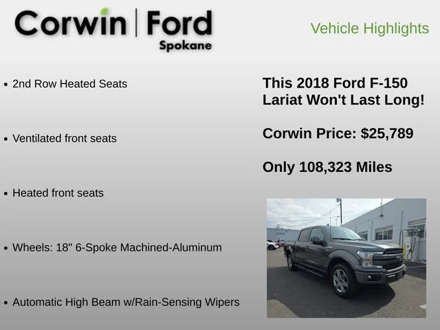 Used 2018 Magnetic Metallic Ford Lariat image 24