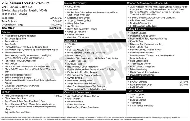 Used 2020 Gray Subaru Premium image 7