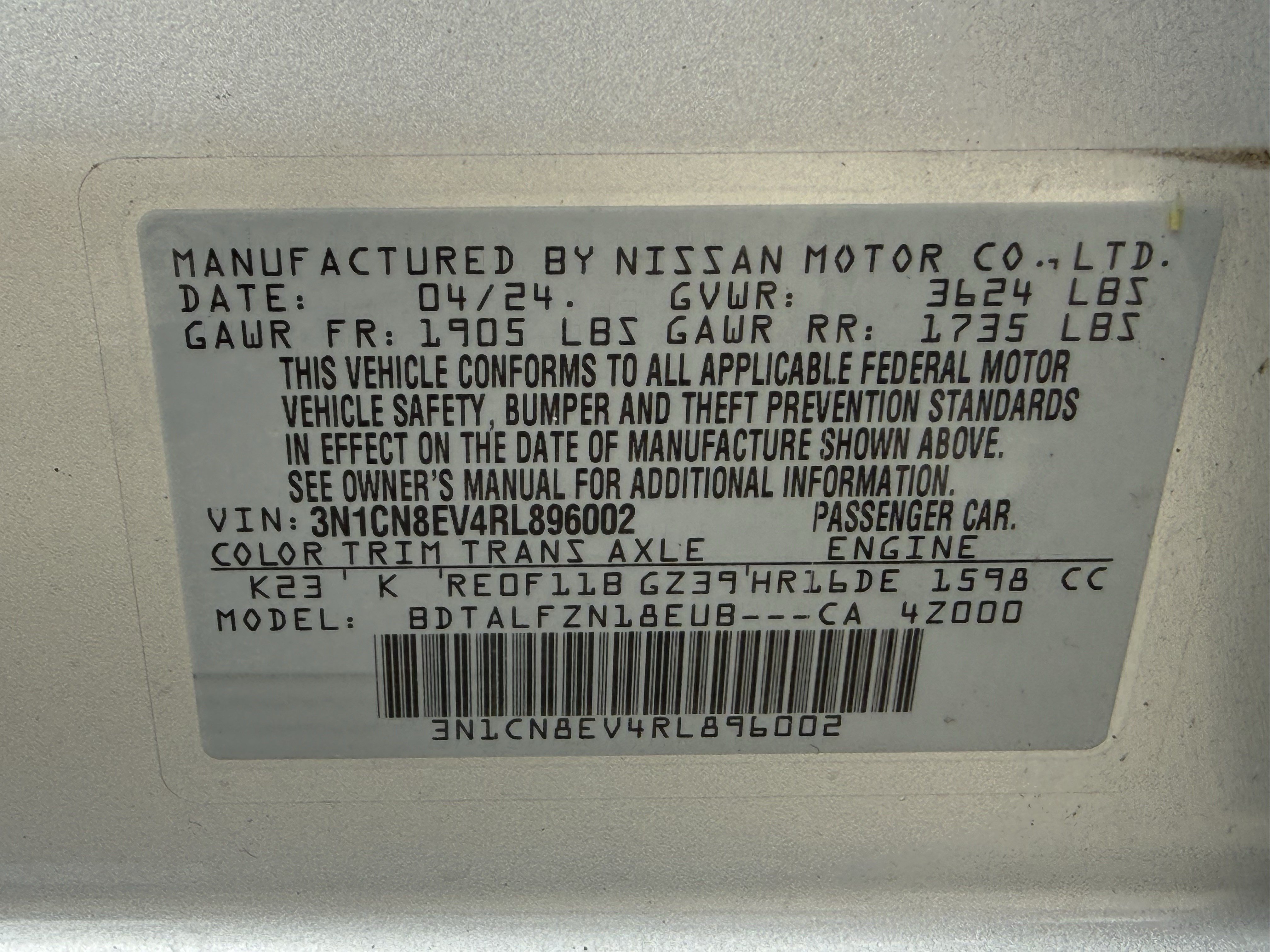 Used 2024 Brilliant Silver Metallic Nissan SV image 32
