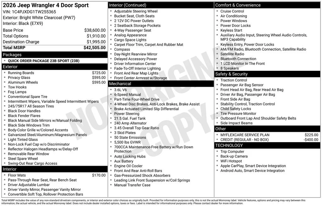 New 2026 Bright White Clear-Coat Exterior Paint Jeep Sport image 7