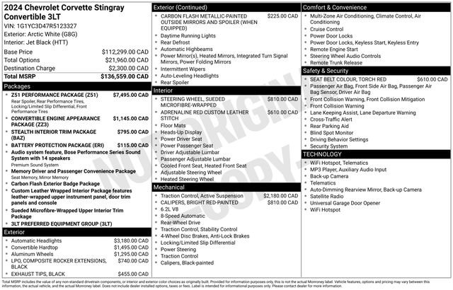 Used 2024 White Chevrolet Stingray image 22