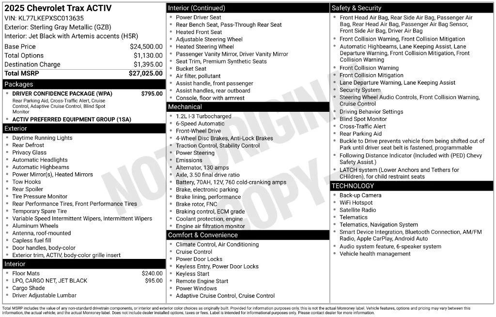 Used 2025 Sterling Gray Metallic Chevrolet ACTIV image 5