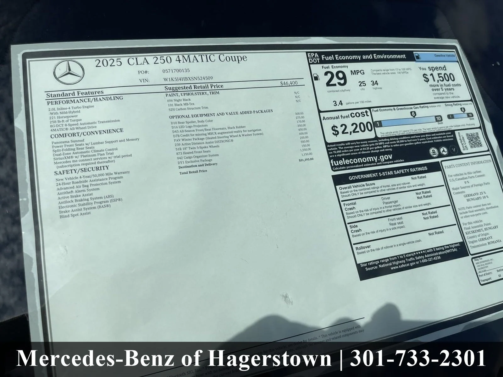 Certified Used 2025 Night Black Mercedes-Benz CLA 250 4MATIC® Coupe image 6