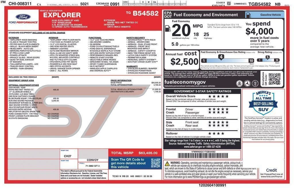New 2026 Rapid Red Metallic Tinted Clearcoat Ford ST image 8