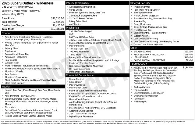 Used 2025 White Subaru Wilderness image 5
