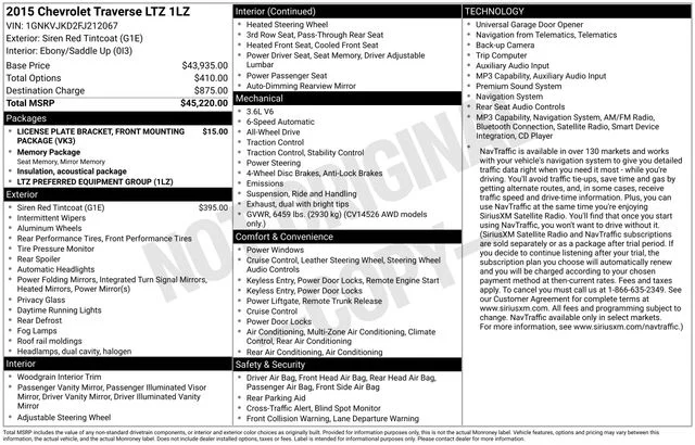 Used 2015 Red Chevrolet LTZ image 7