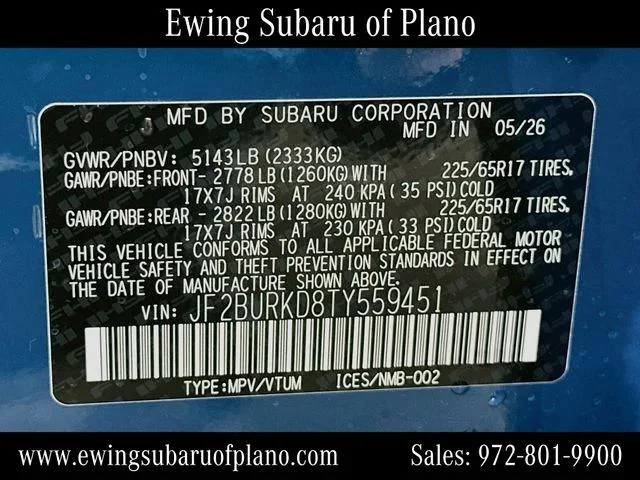 New 2026 GEYSER BLUE Subaru Wilderness image 66