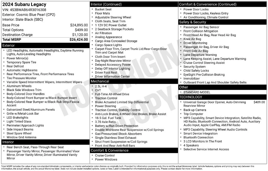 Used 2024 Blue Subaru Base image 2