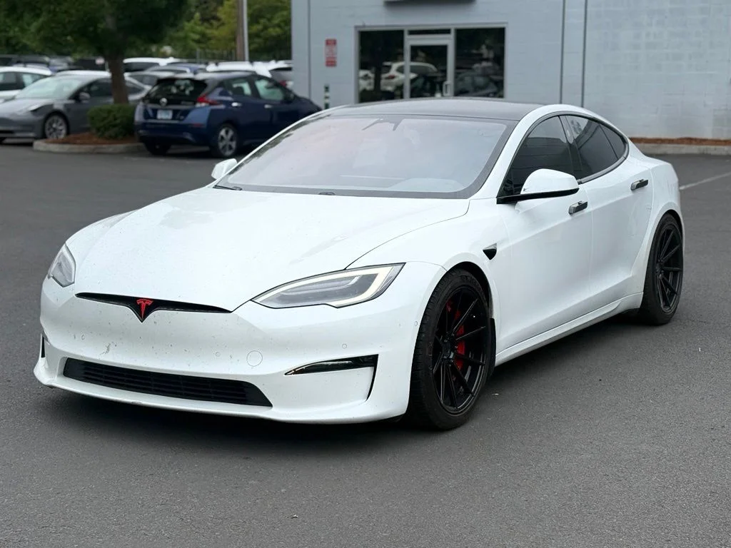 Used 2021 White Tesla Plaid image 2