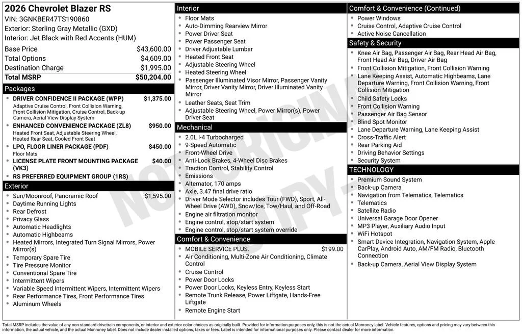 New 2026 Sterling Gray Metallic Chevrolet RS image 22