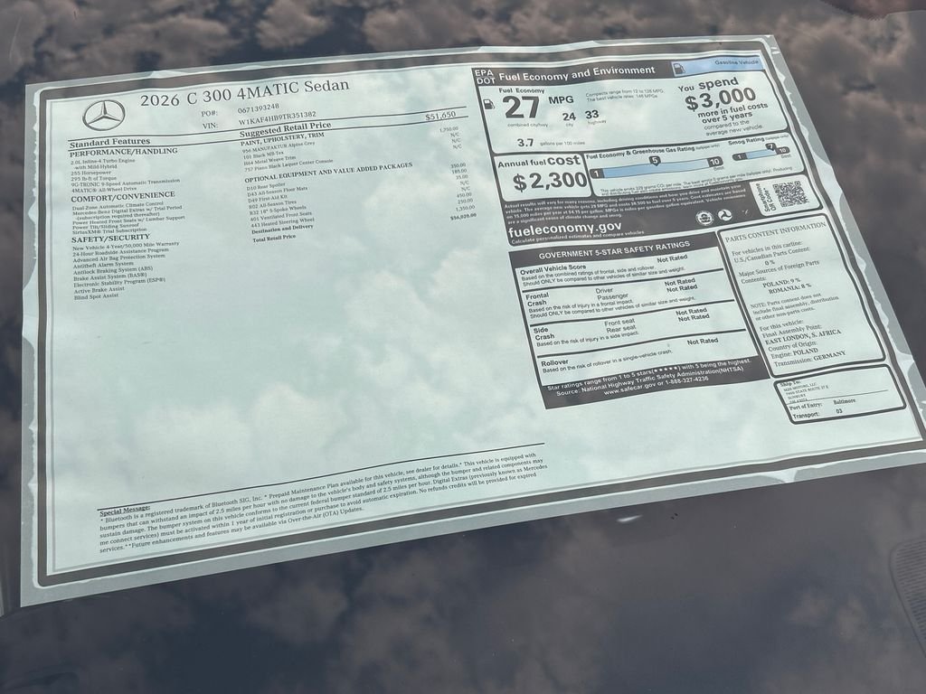 New 2026 MANUFAKTUR Alpine Grey Mercedes-Benz C 300 image 37
