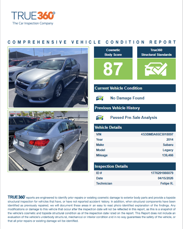 Used 2014 Subaru Legacy 2.5i with VIN 4S3BMBA65E3018897 for sale in San Diego, CA