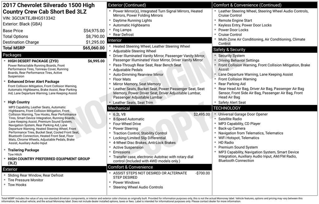 Certified Used 2017 BLACK Chevrolet High Country image 39