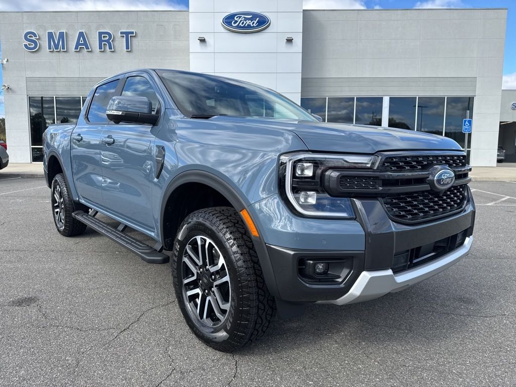 Blue (Azure Gray Metallic Tri-coat) 2025 Ford Ranger Lariat SuperCrew 4WD Pickup Truck Four-Wheel Drive