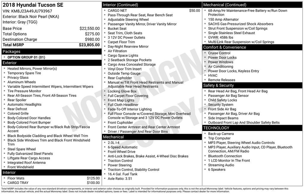 Used 2018 Black Noir Pearl Hyundai SE image 3