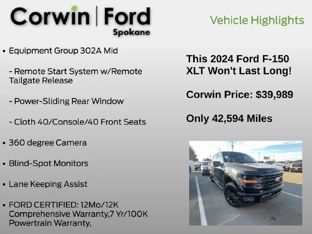 Used 2024 Agate Black Metallic Ford XLT image 14