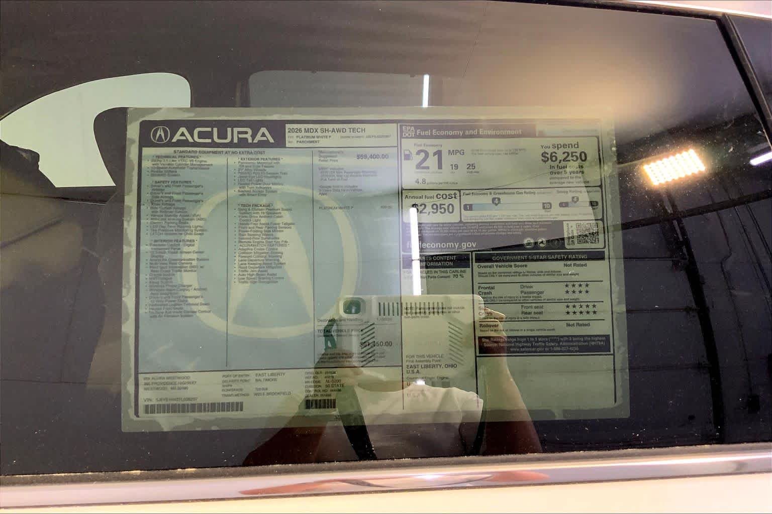 New 2026 Platinum White Pearl Acura With Technology Package image 19