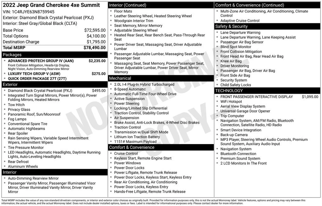 Certified Used 2022 Black Jeep Summit 4xe image 36