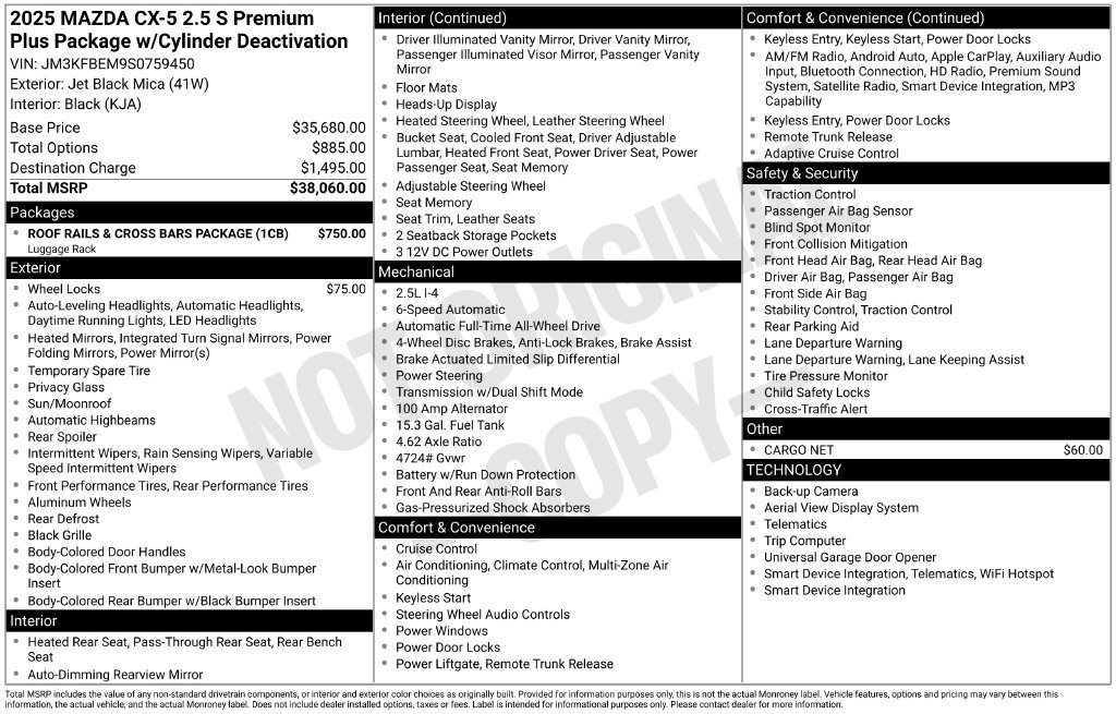 Certified Used 2025 Jet Black Mazda 2.5 S Premium Plus Package image 4