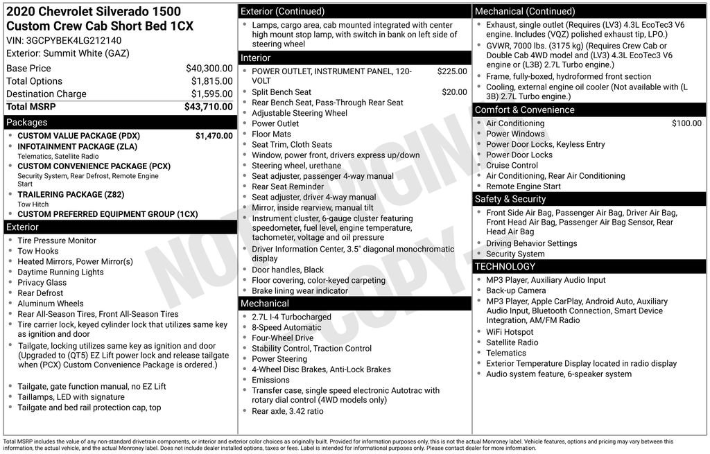 Used 2020 White Chevrolet Custom image 20