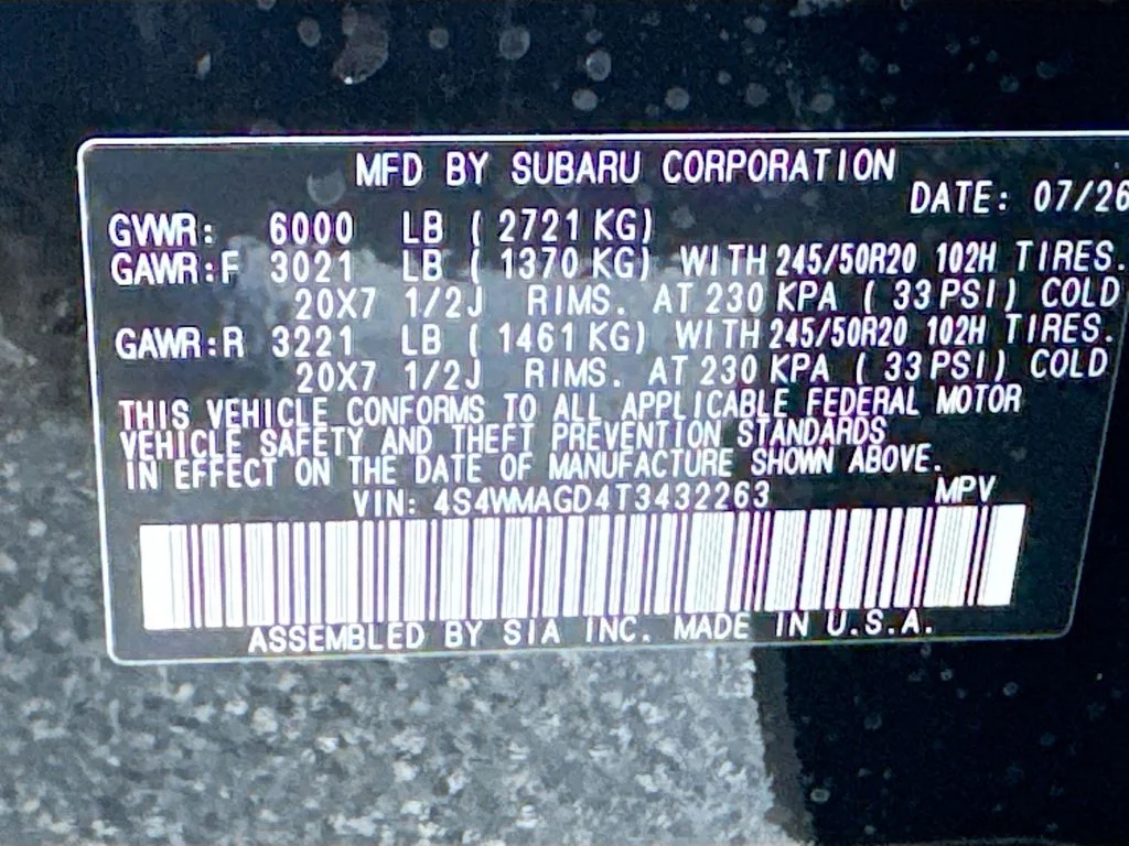 New 2026 CRYSTAL BLACK SILICA Subaru Limited 7-Passenger image 43