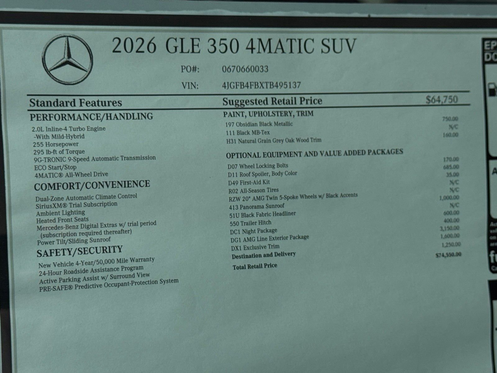 New 2026 Obsidian Black Metallic Mercedes-Benz GLE 350 image 24