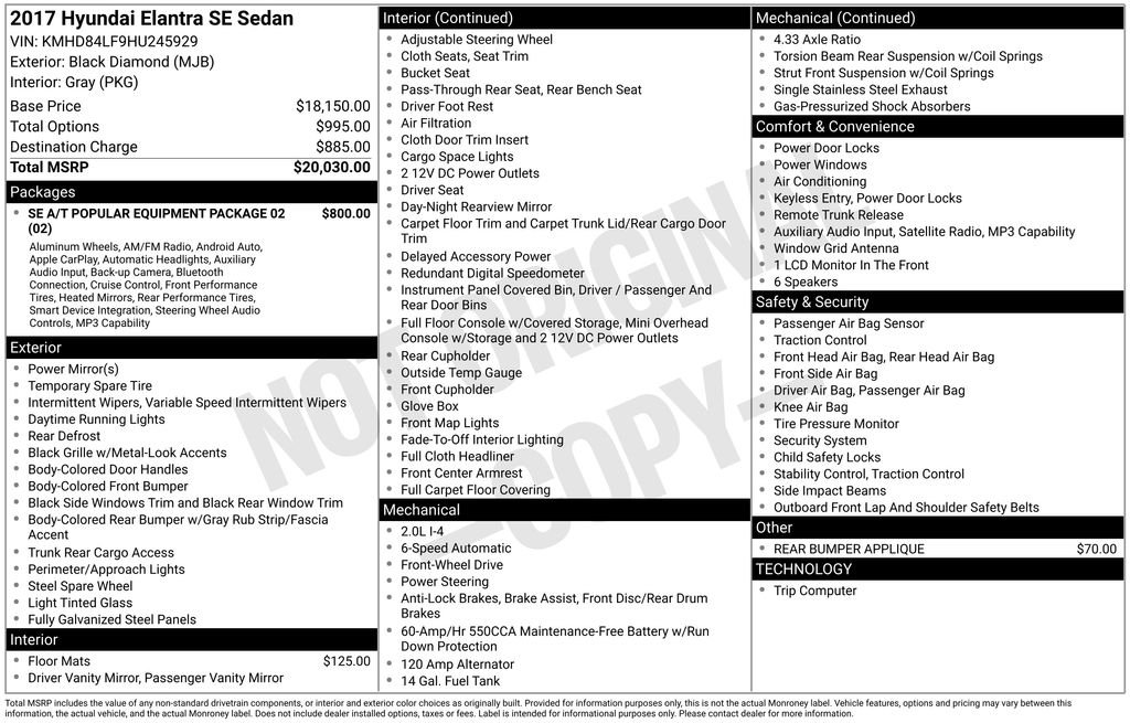 Used 2017 Black Hyundai SE image 9
