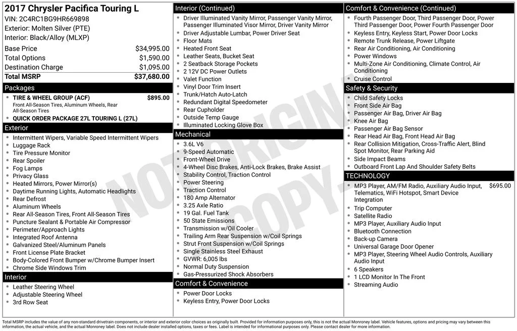 Used 2017 Silver Chrysler Touring L image 6