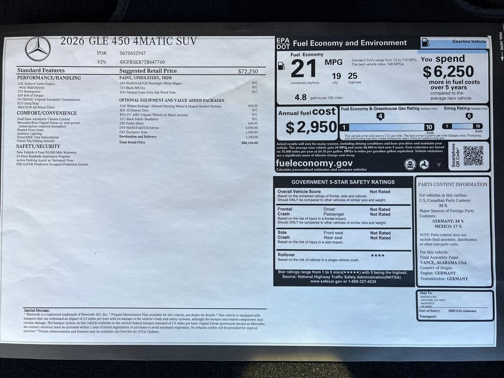 New 2026 MANUFAKTUR Moonlight White Magno Mercedes-Benz GLE450 image 35