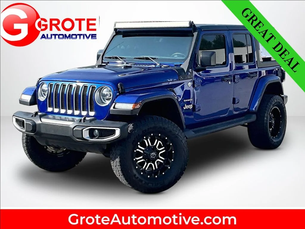 Used 2018 Blue Jeep Unlimited Sahara image 1
