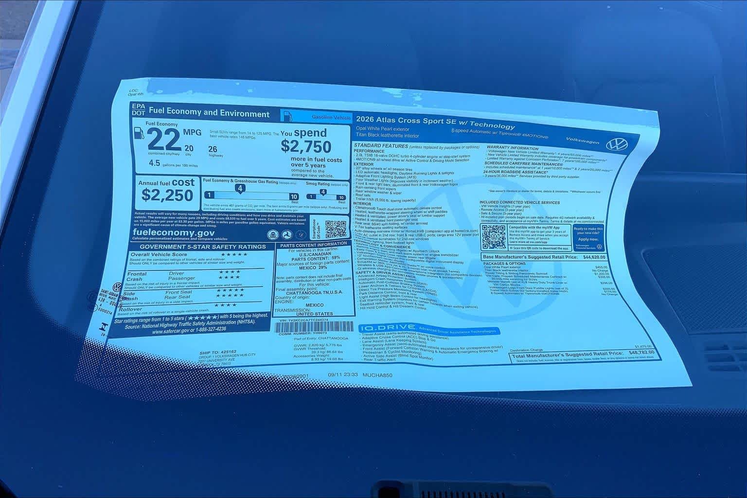 New 2026 Opal White Pear Volkswagen 2.0T SE w/Technology image 22