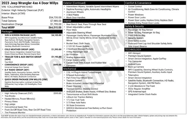 Used 2023 Yellow Jeep Willys 4xe image 38