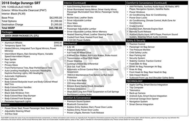 2018 Dodge DURANGO Durango SRT