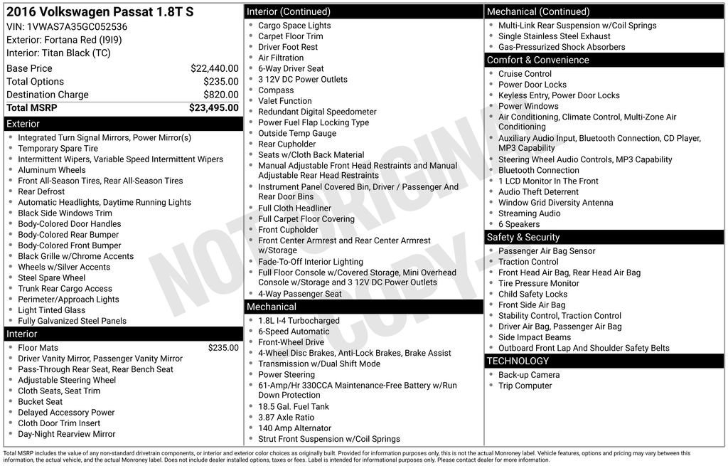 2016 Volkswagen Passat S