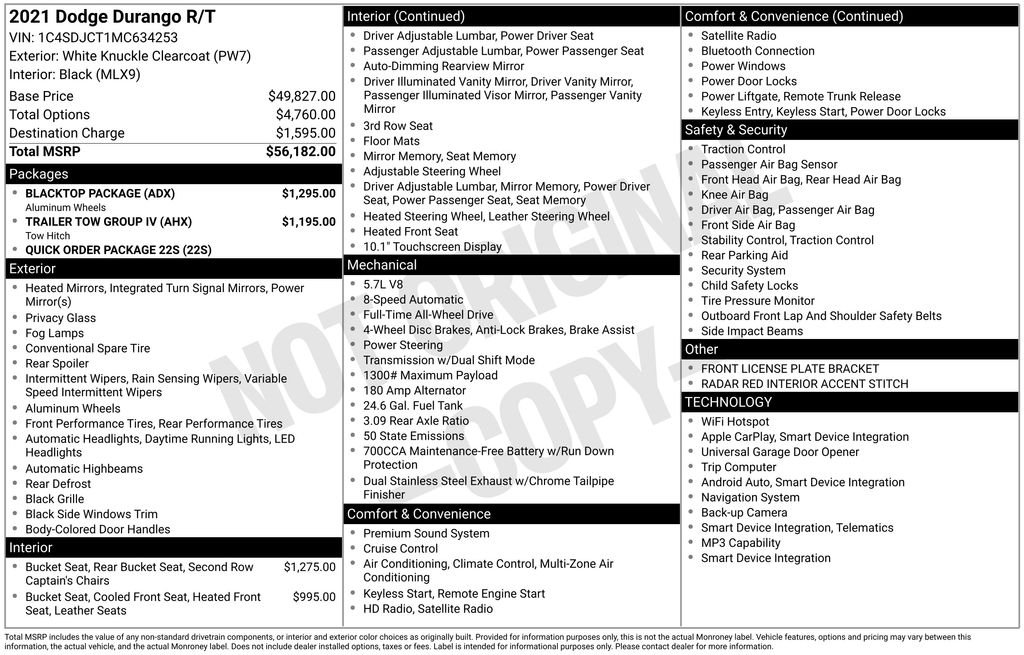 Used 2021 Dodge Durango R/T with VIN 1C4SDJCT1MC634253 for sale in Elk River, Minnesota