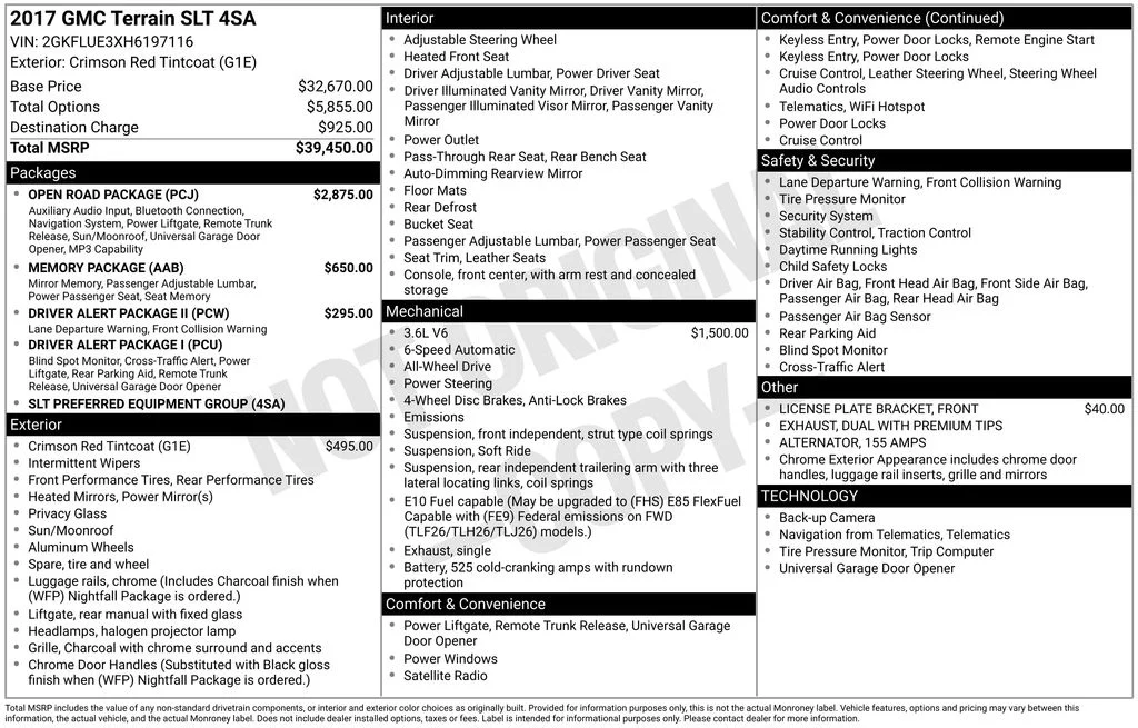 Used 2017 GMC Terrain SLT with VIN 2GKFLUE3XH6197116 for sale in Huron, SD