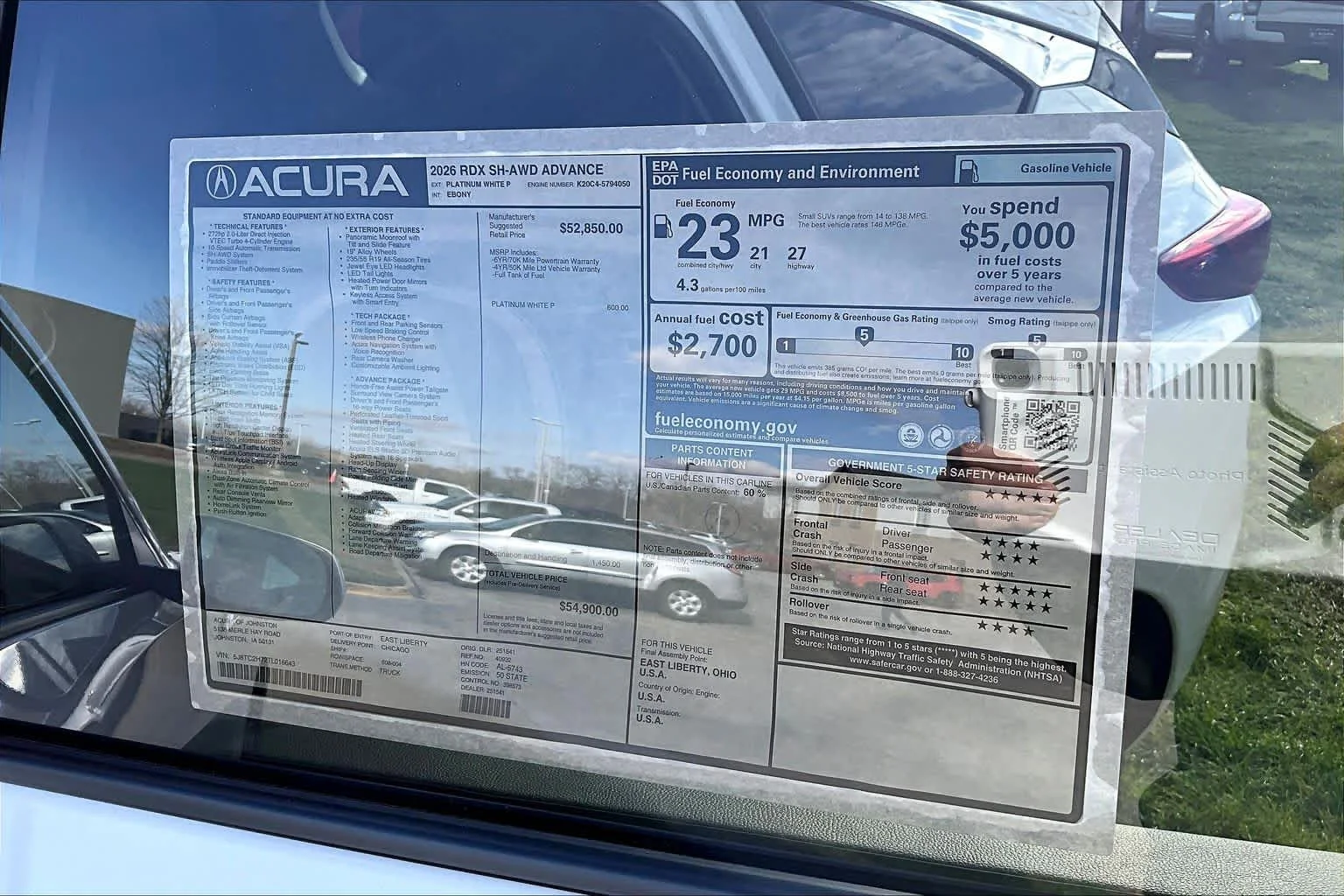 New 2026 Platinum White Pearl Acura w/Advance Package image 22