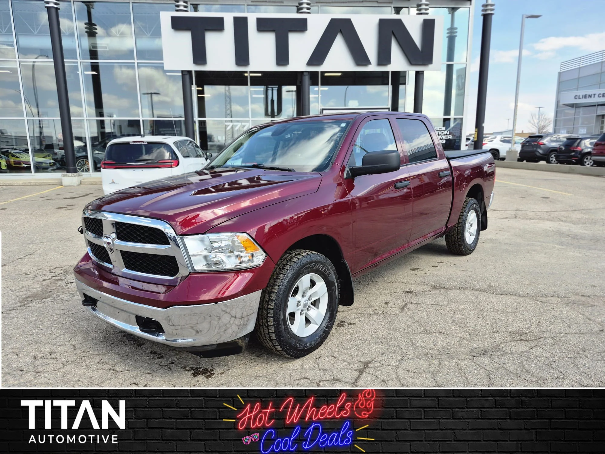 Certified Used 2023 Velvet Red Pearl Ram SLT 4X4*Velvet Red Pearl | 5.7L HEMI | 6 Pass | Htd Mirrors | Tow Pkg | Hitch | Tonneau Cover image 1