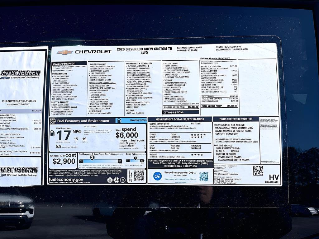 New 2026 Chevrolet Silverado 1500 Custom Trail Boss 4D Crew Cab