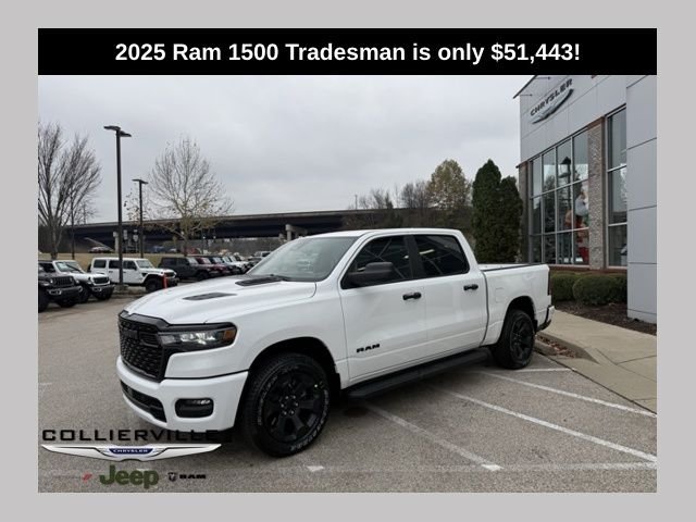 Bright White Clearcoat 2025 RAM 1500 Tradesman Crew Cab 4WD Pickup Truck Four-Wheel Drive 8-Speed Automatic