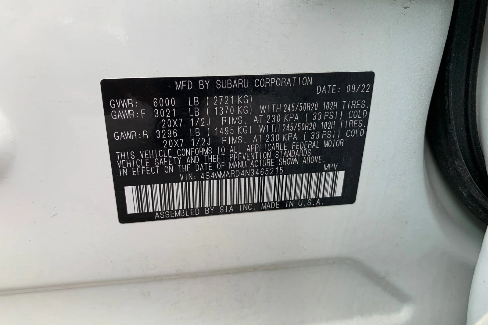 Used 2022 White Subaru Touring image 37