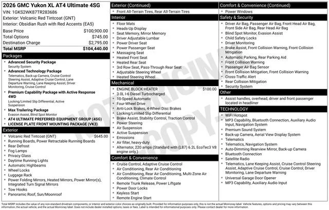 New 2026 Volcanic Red Tintcoat GMC AT4 Ultimate image 1
